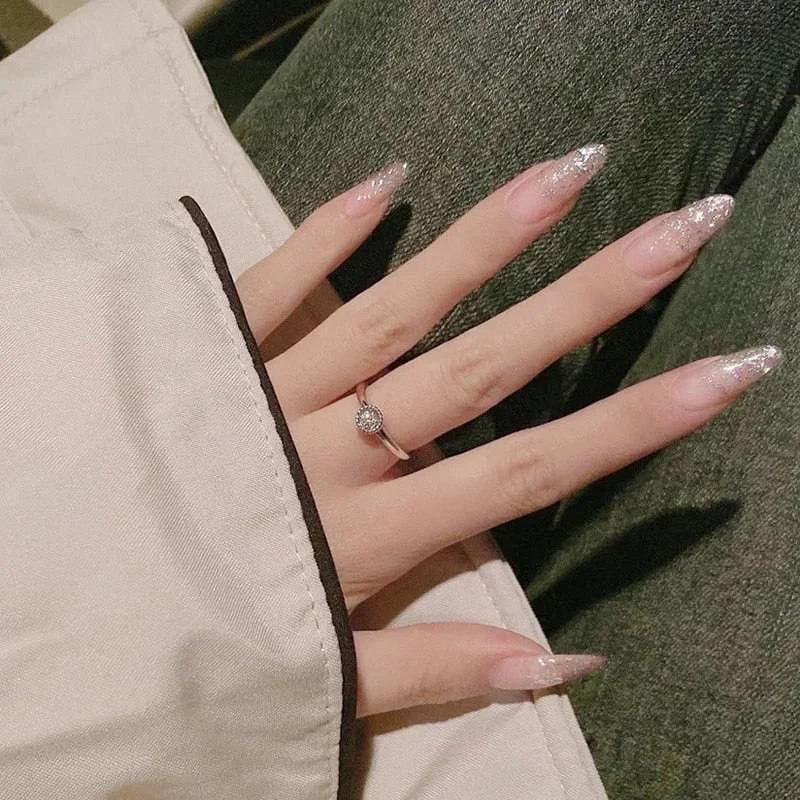 24PCS/box artificial nails with glue Gradients wear long paragraph fashion Manicure patch False nails press on for girls-Nail Inspo