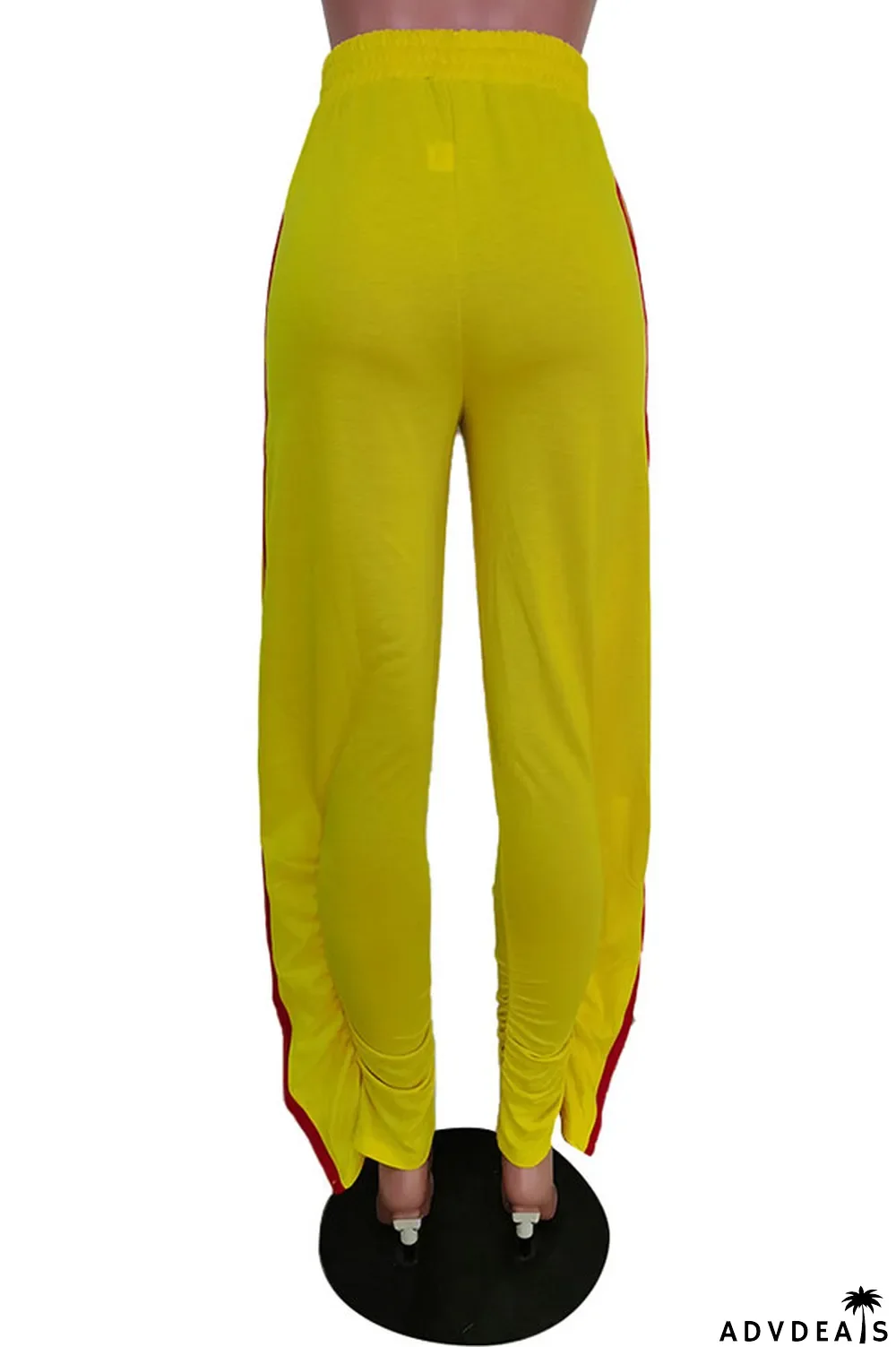 Grey Black Grey Blue Green Yellow Cotton Drawstring Sleeveless Mid Patchwork Solid Split Draped Straight Pants Bottoms