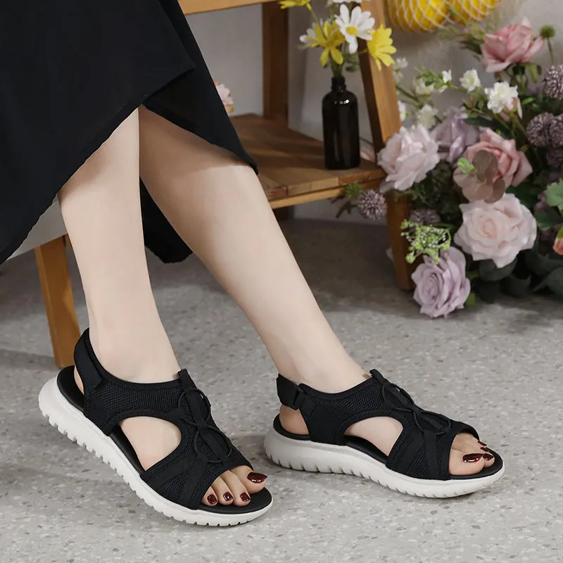 Women&lsquo;s Mesh Hollow Wide Elastic Adjustable Arch Support Casual Sandals Shoes 