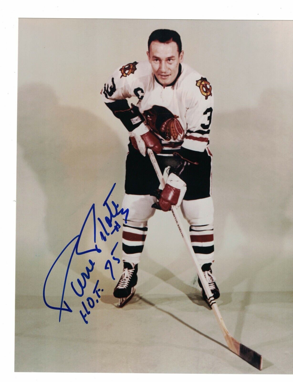 Pierre Pilote Chicago Blackhawks Signed 8 x 10