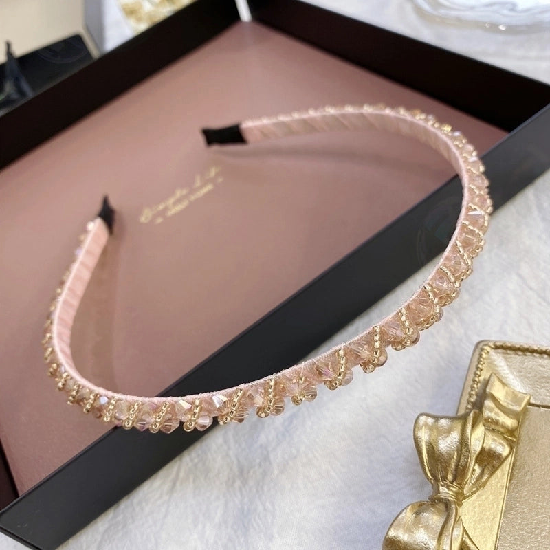 South Korea’s New Crystal Full Diamond Headband Summer Simple Hair Hole Steel Ring Thin Edge Headband