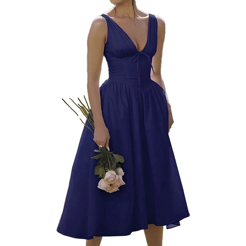 Uveng Uveng New Women's Temperament Elegant Fashion Back Print Sling Sexy Winter Dress