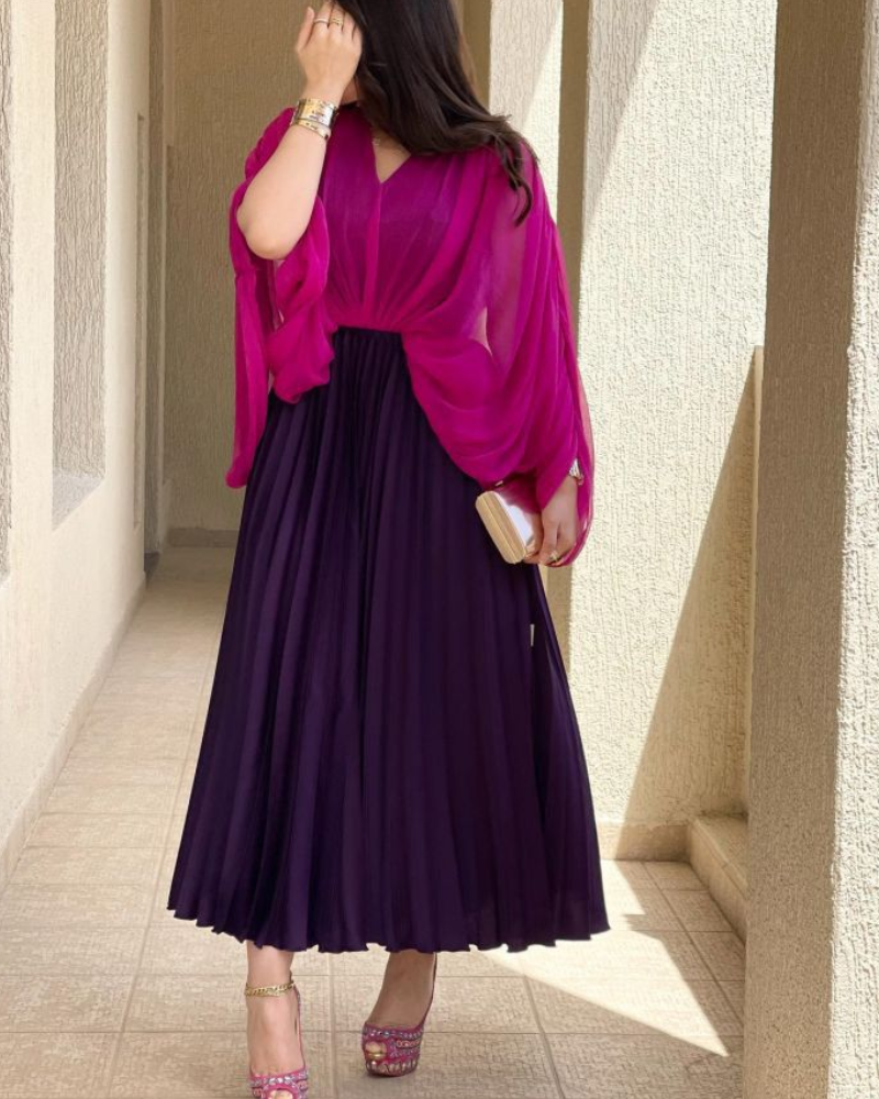 Elegant Mesh Crinkle Swing Dress | Oxredo Shop Ramadan Sale