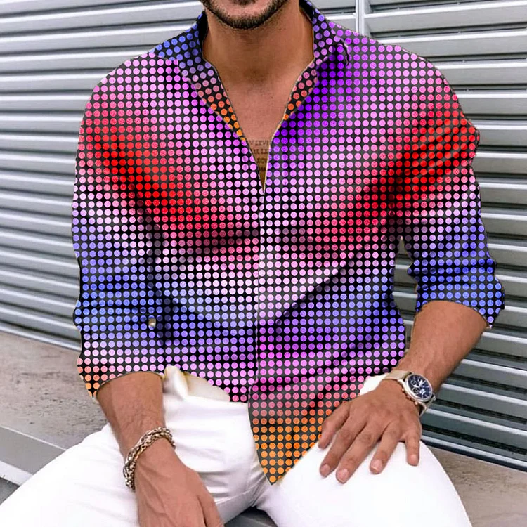 Multicolor fashion casual polka dot gradient shirt