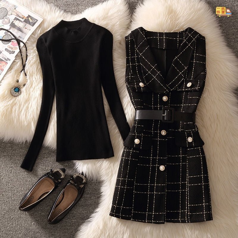 Suspender Skirt Women's Slimming Knitted Bottoming Shirt Vest Temperament Overset Slip Dresses