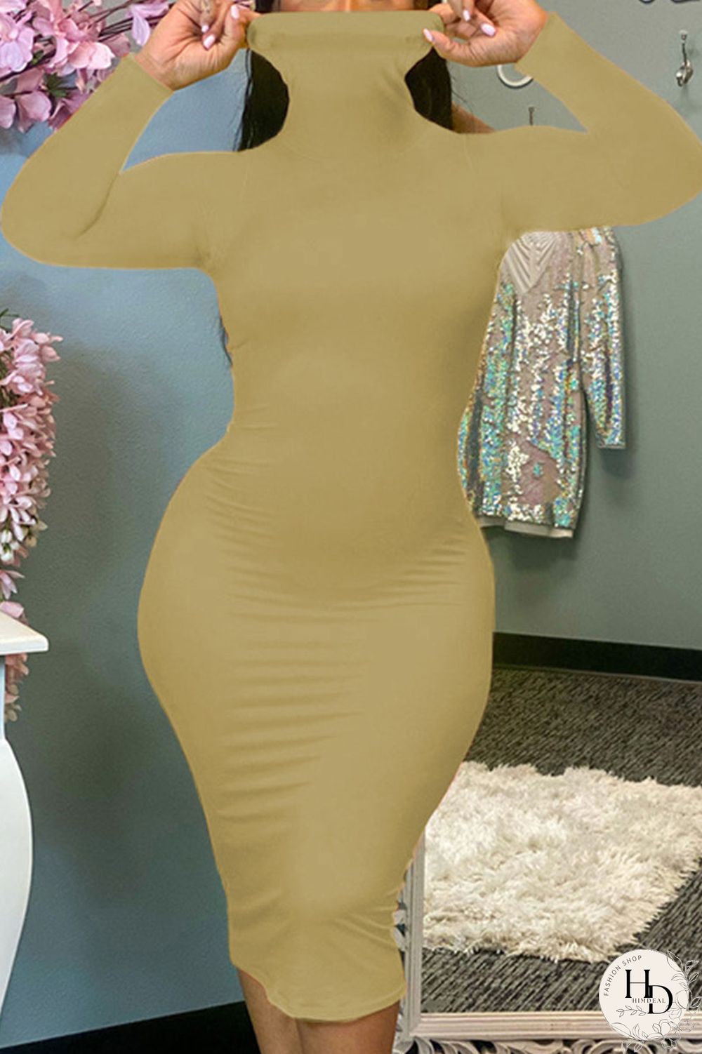 Red Sexy Solid Patchwork O Neck Pencil Skirt Dresses