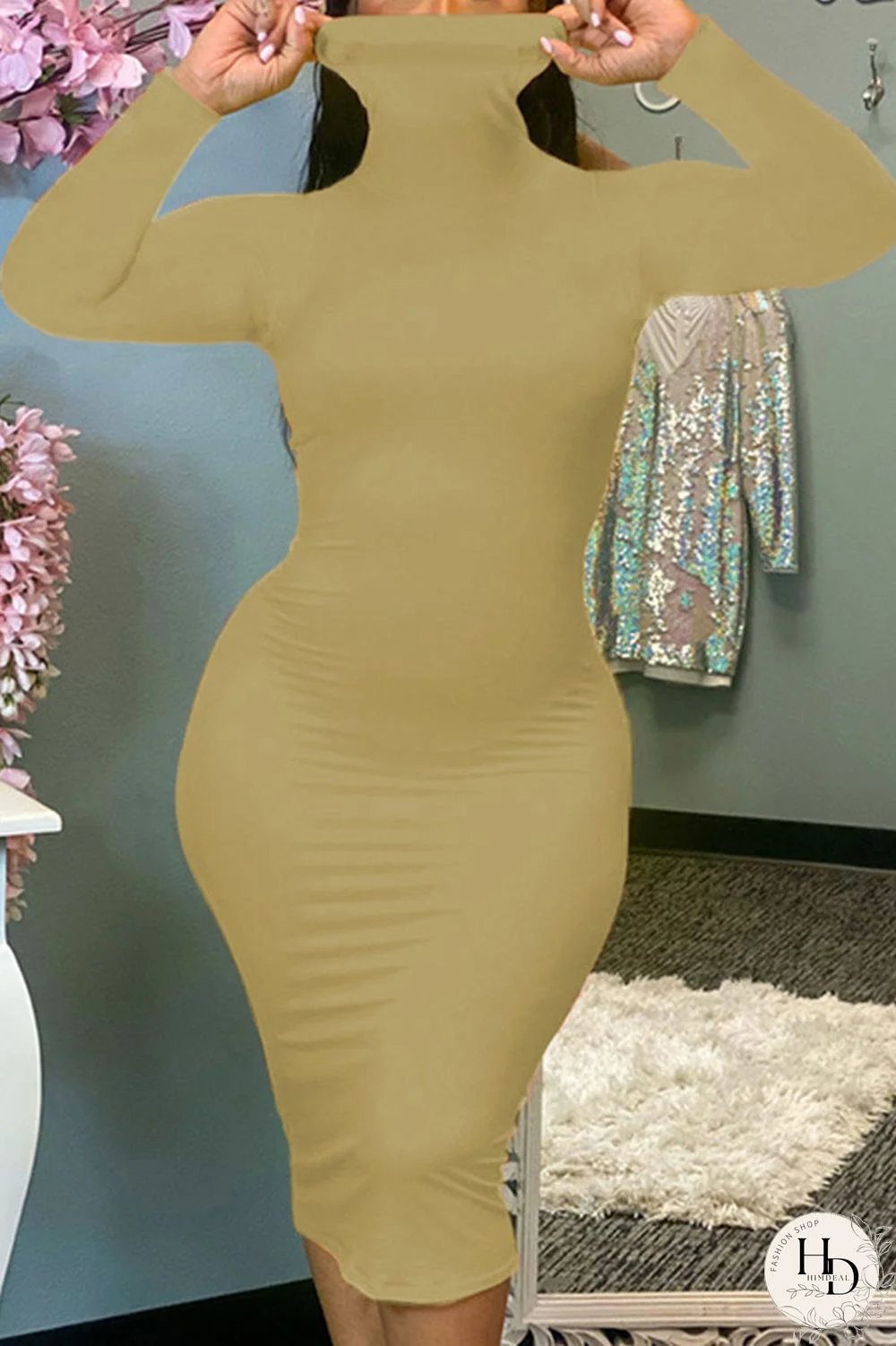 Red Sexy Solid Patchwork O Neck Pencil Skirt Dresses