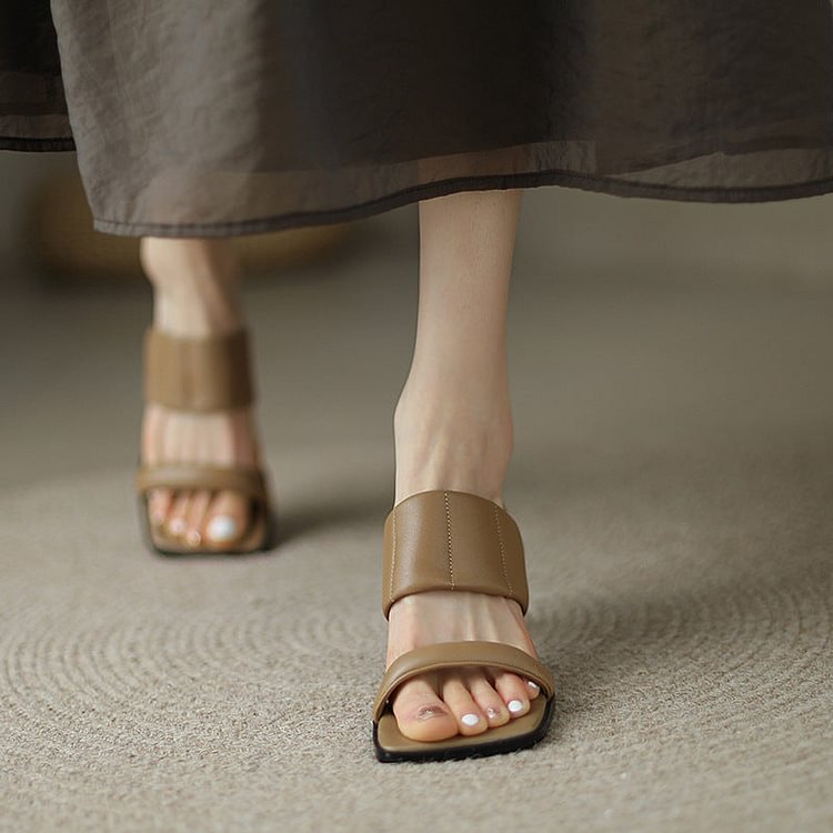 Lambskin Wide Strap Stiletto Heeled Sandals