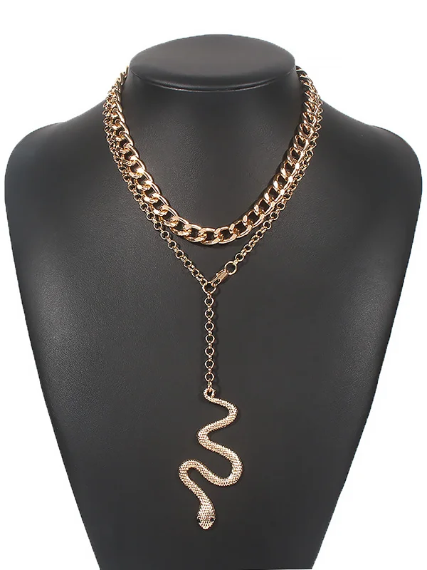 Two Pieces Chains Snake Shape Necklaces Accessories