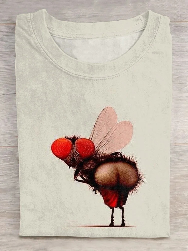 Funny Housefly Ass Art Print Casual T-Shirt