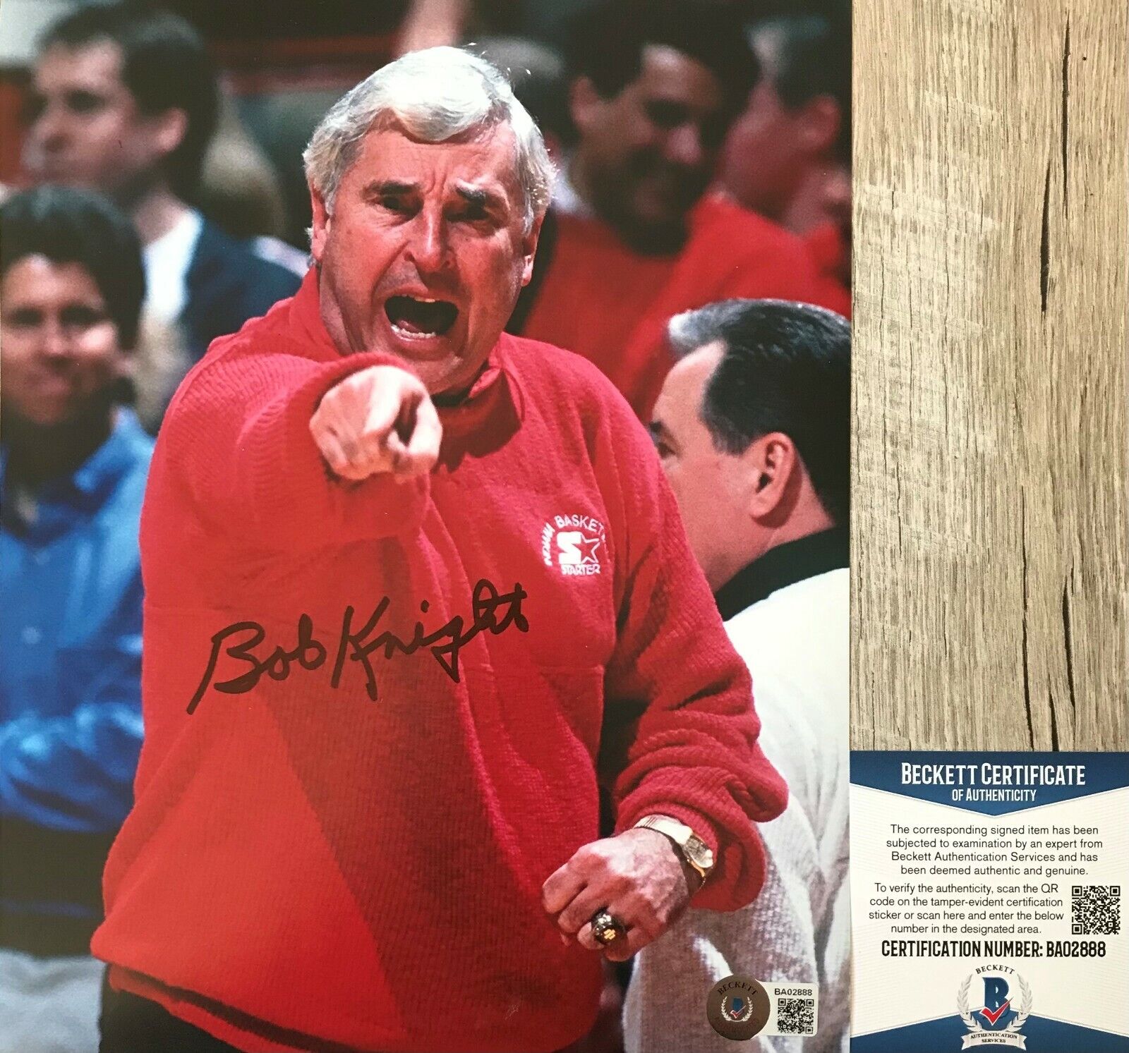THE GENERAL Bob Knight Autographed Signed HOOSIERS NCAA 8x10 Photo Poster painting Beckett BAS
