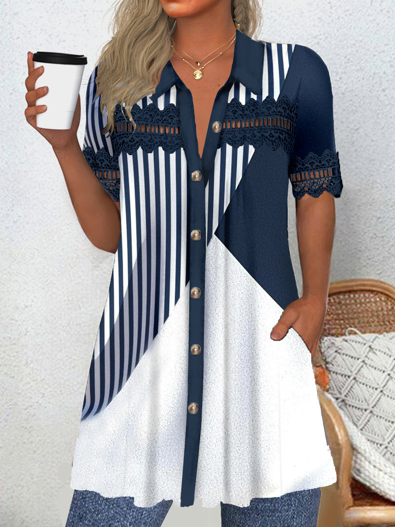 Women Long Sleeve V-neck Graphic Floral Printed Top