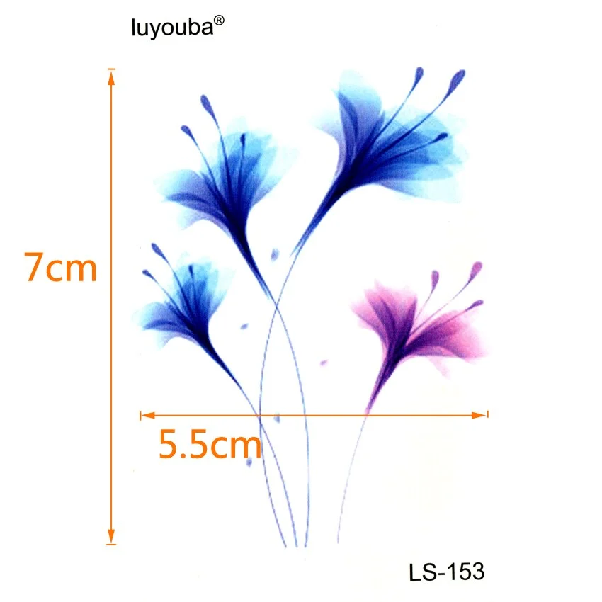 Dreamy Flower Orchis Waterproof Temporary Tattoos Men Flowers Faux Tattoo Tatouage Temporaire Femme Tatoo Stickers for Women