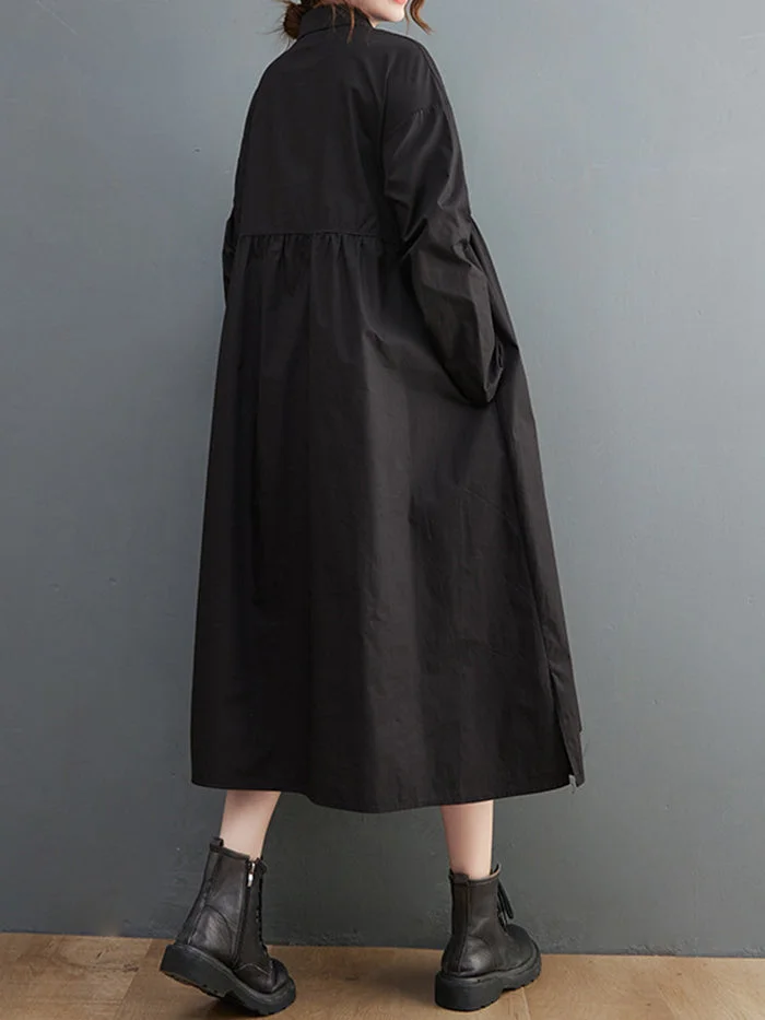 Fashion Black Print Shirt Dress