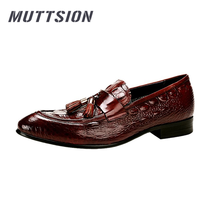 MUTTSION Crocodile Print Vintage Moccasin Tassel Business Casual Shoes MUTTSION.COM MUTTSION