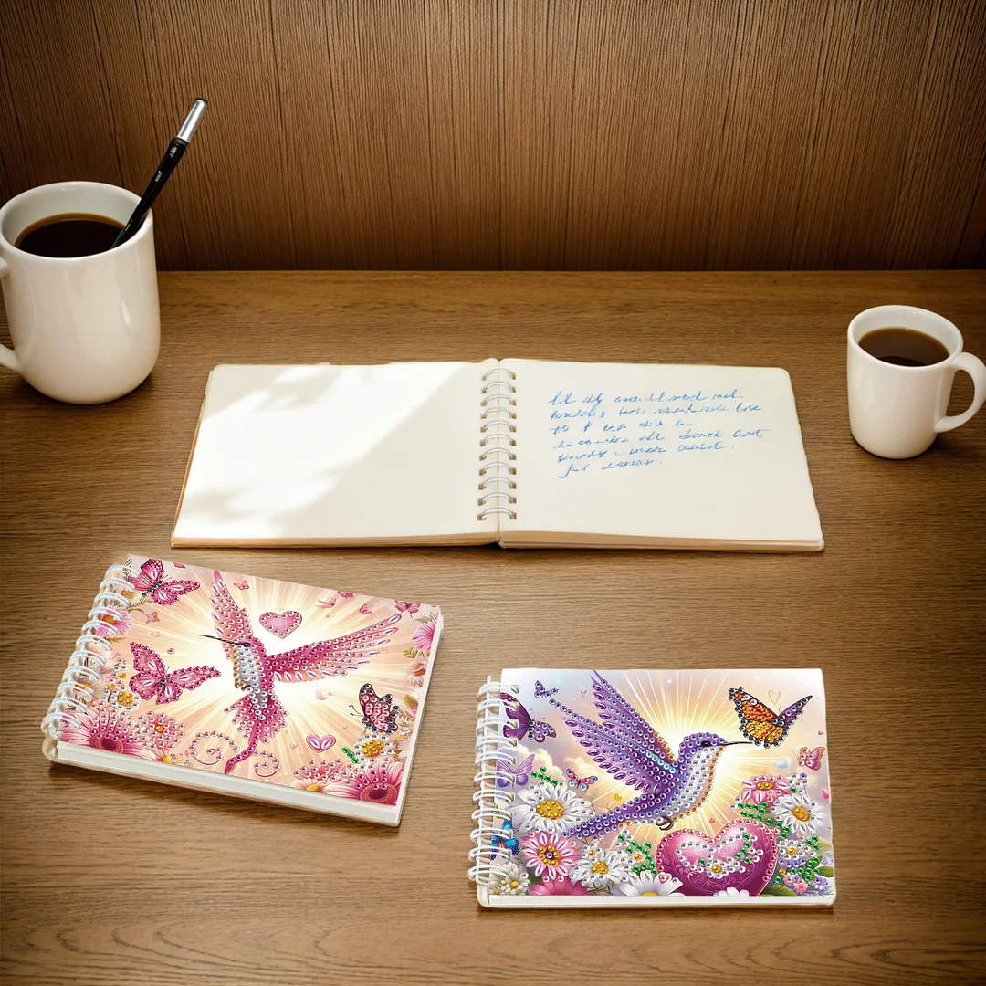 2 Pack Hummingbird DIY Diamond Art Spiral Notebook Kit 80Pages No Lines Gifts