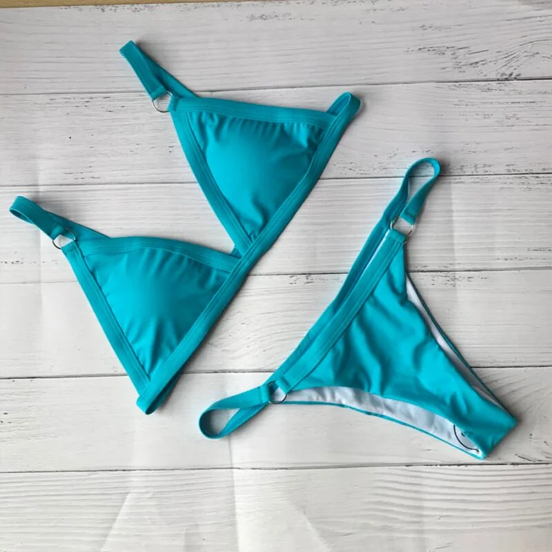2020 Brand Triangle Bikini Set Swimwear Women Solid Swimsuit Women's Swimming Suit Bathing Suit Bodysuits Sexy Bikini Padded S-L