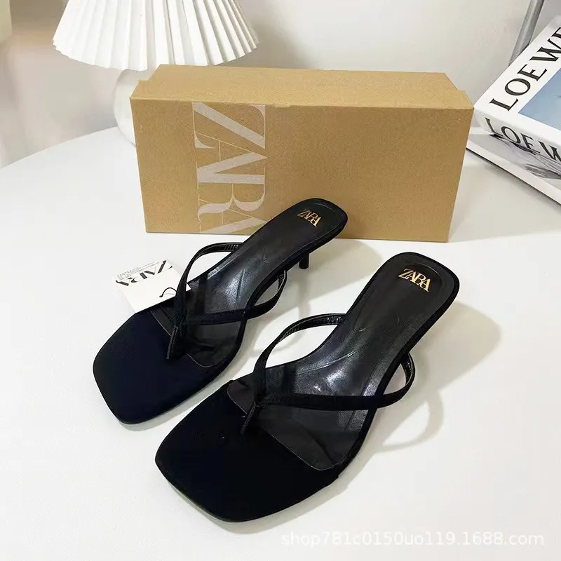 Breakj Breakj Spring New 2025 French Head High Heel Women's Shoes Black Characters Open After The Toe And Fashion Cool