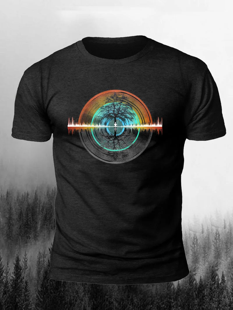 Men's Record Graphic Tees with Forest Music Fade to Silence in  mildstyles