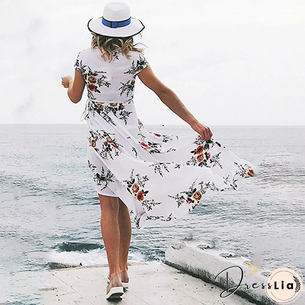 GT Sexy Women Summer Fashion Boho Maxi Dress Split Ends Elegant Evening Party Long Dress Beach Dress