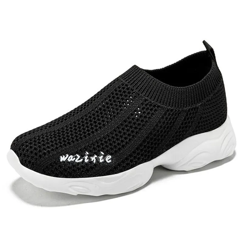 MWY Kids Shoes Baby Boys Girls Children's Casual Sneakers Breathable Soft Anti-Slip Black Sports Kids Socks Shoes Size 25-35