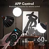 Tolifo LED Video Light with APP Control and Built-in Battery COB Continuous Lighting Portable Studio Light 2700K-6500K,12 Lighting Effects Camera Light with Bowens Mount for Photography