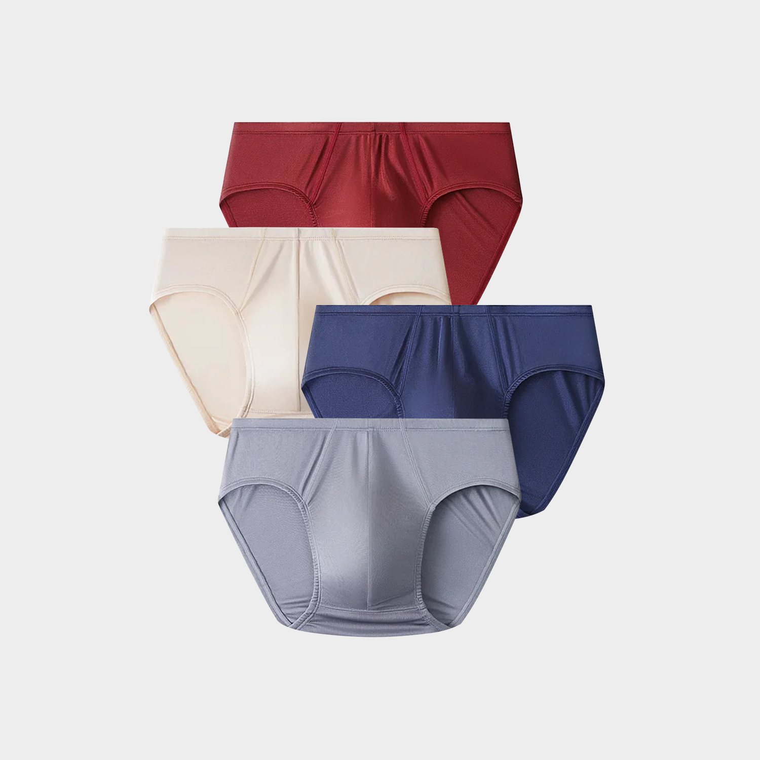 Men's 100% Silk Briefs Underwear Elasticated Mid Waist 4-Pack REAL SILK LIFE