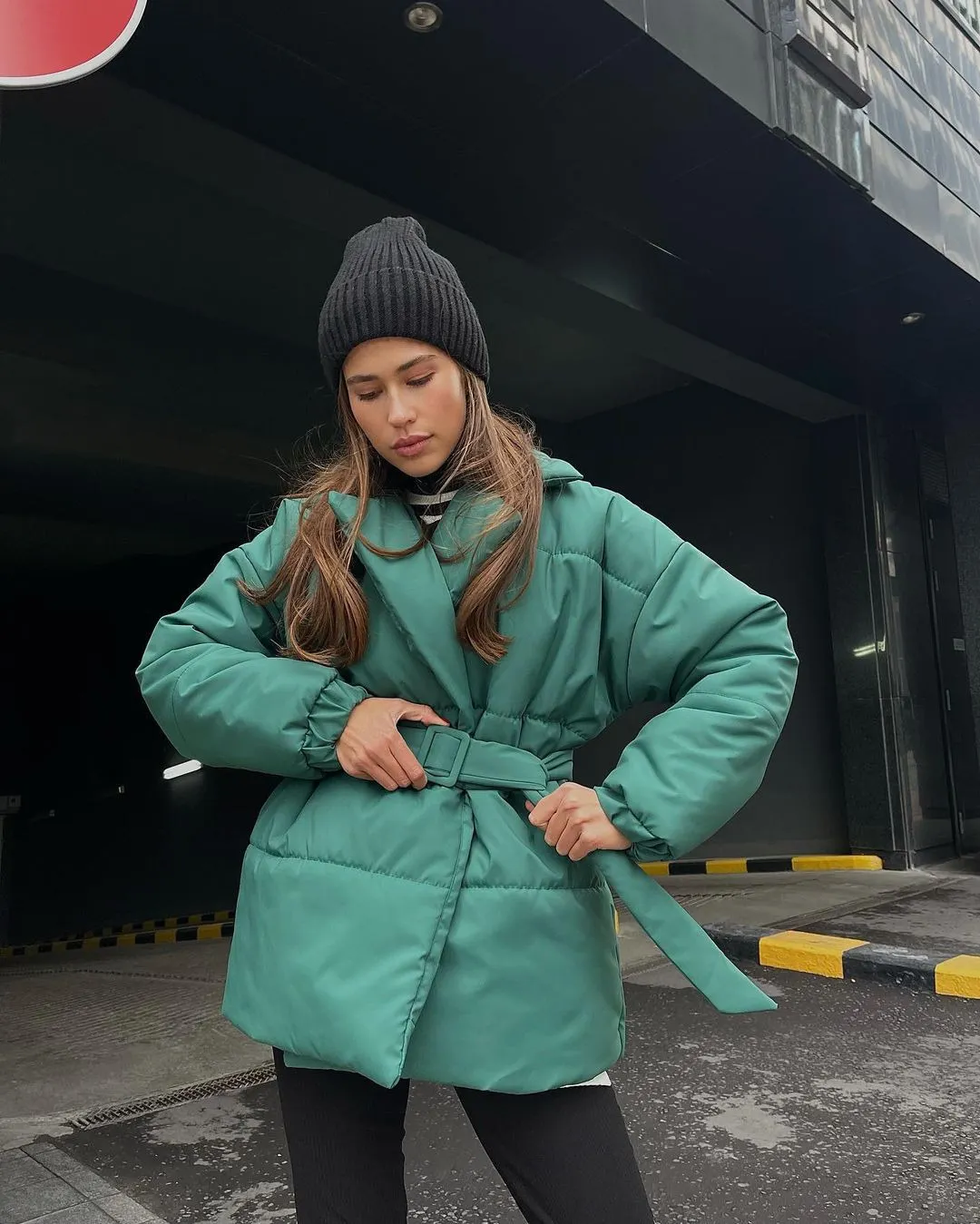 Nigikala Nigikala Winter New Thickened Collared Waist Cotton Coat Thin Solid Cotton Coat Woman
