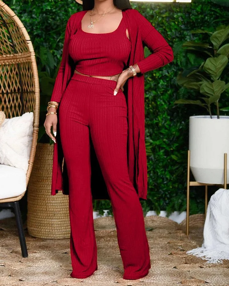 Autumn Solid Color Three PC Sets