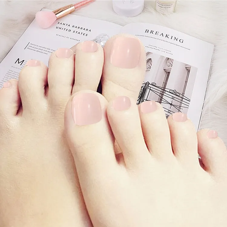 Short False Toenails Artificial Feet Nails Full Cover Square Solid Color Fake Toenails Women Press On Toe Nail Art Decoration-Nail Inspo