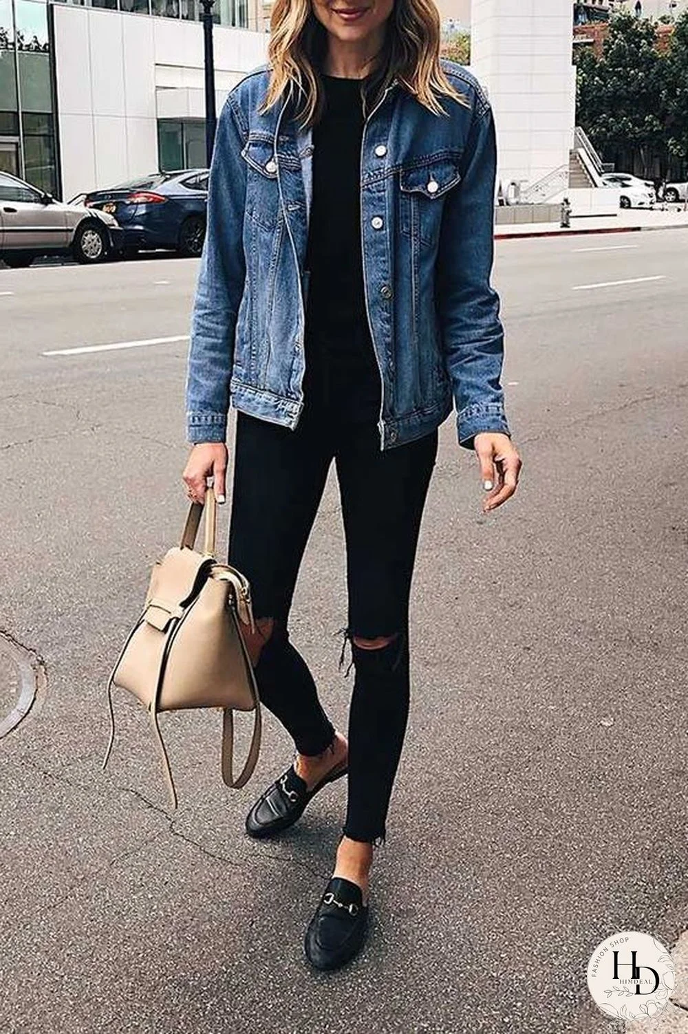 Oversized Light Washed Ripped Denim Jacket Womens