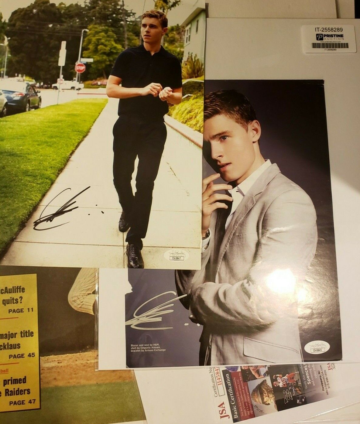 2 fer LOT Flipped Callan McAuliffe The Walking Dead Signed 8.5x11 Photo Poster paintings JSA COA