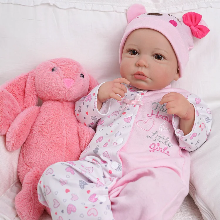 [50% OFF] Babeside Carina 20'' Realistic Reborn Baby Doll Girl Lovely Hearts Pink Awake