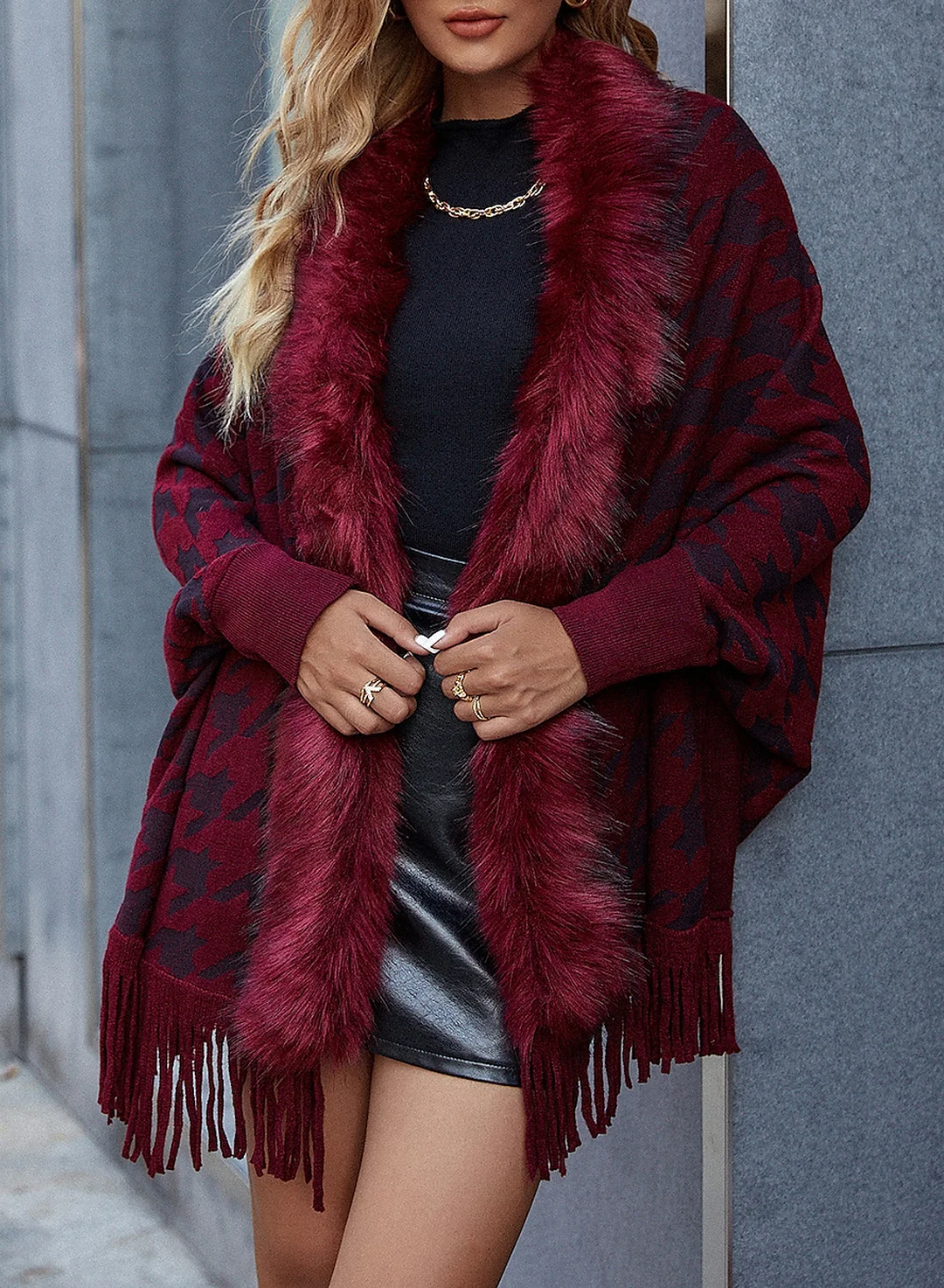 Women's Shirt Shrugs Tassel Crochet Long Sleeve Ponchos Capes