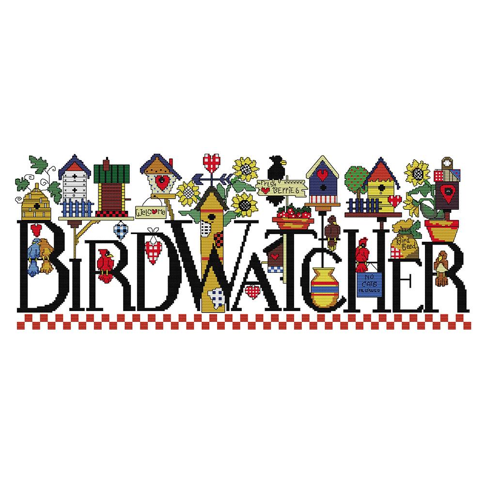 

65*30CM - 14CT Stamped Cross Stitch - Bird Watcher, 501 Original
