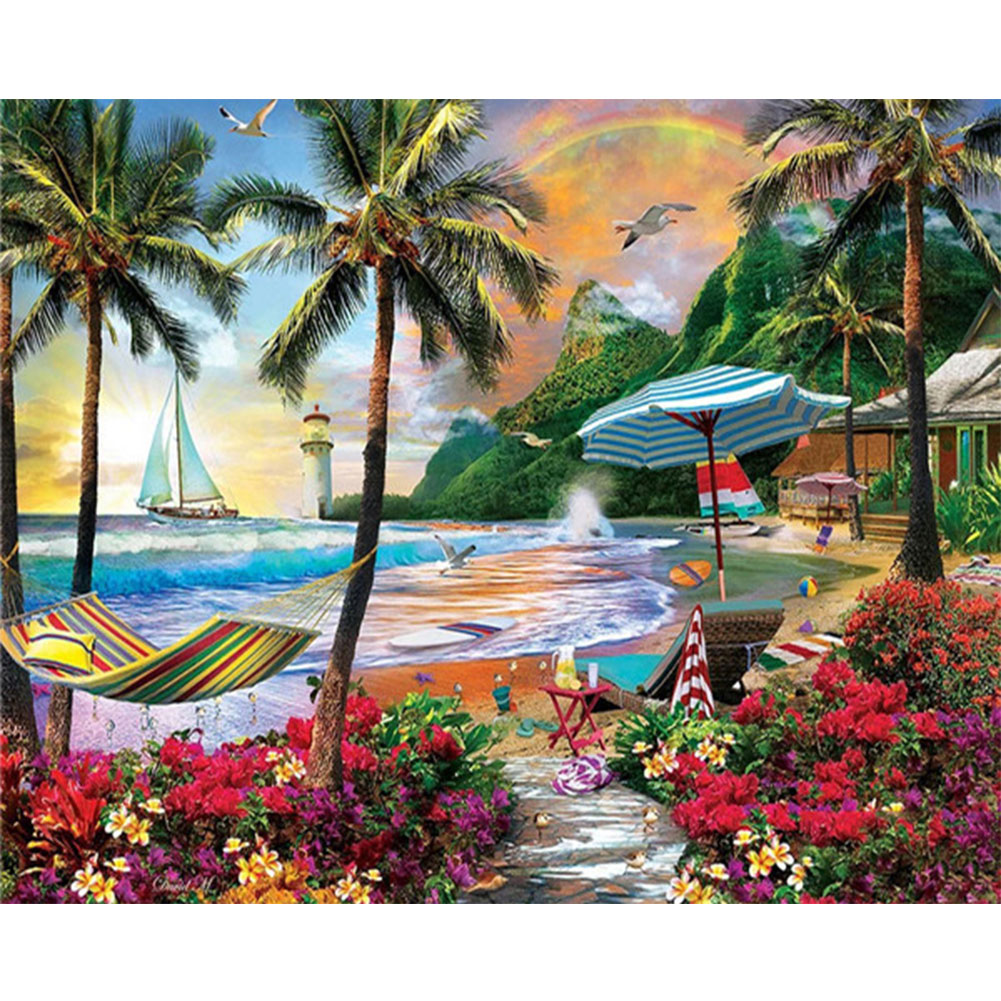 

Coconut Tree By Sea - Round Drill Diamond Painting - 50*40CM, 501 Original