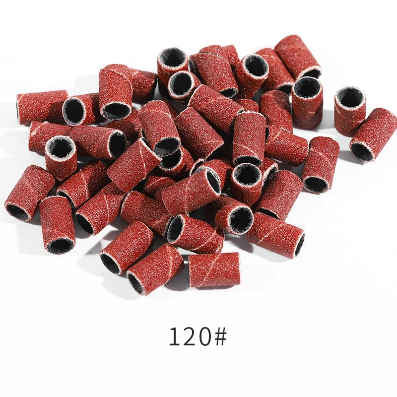 100pcs Electric Drill Sand Brands for Grinding Removal Refillable Nail Art Sand Cutter for Manicure Pedicure Ring Bits-Nail Inspo