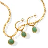 Green Aventurine & Golden Earrings Necklace