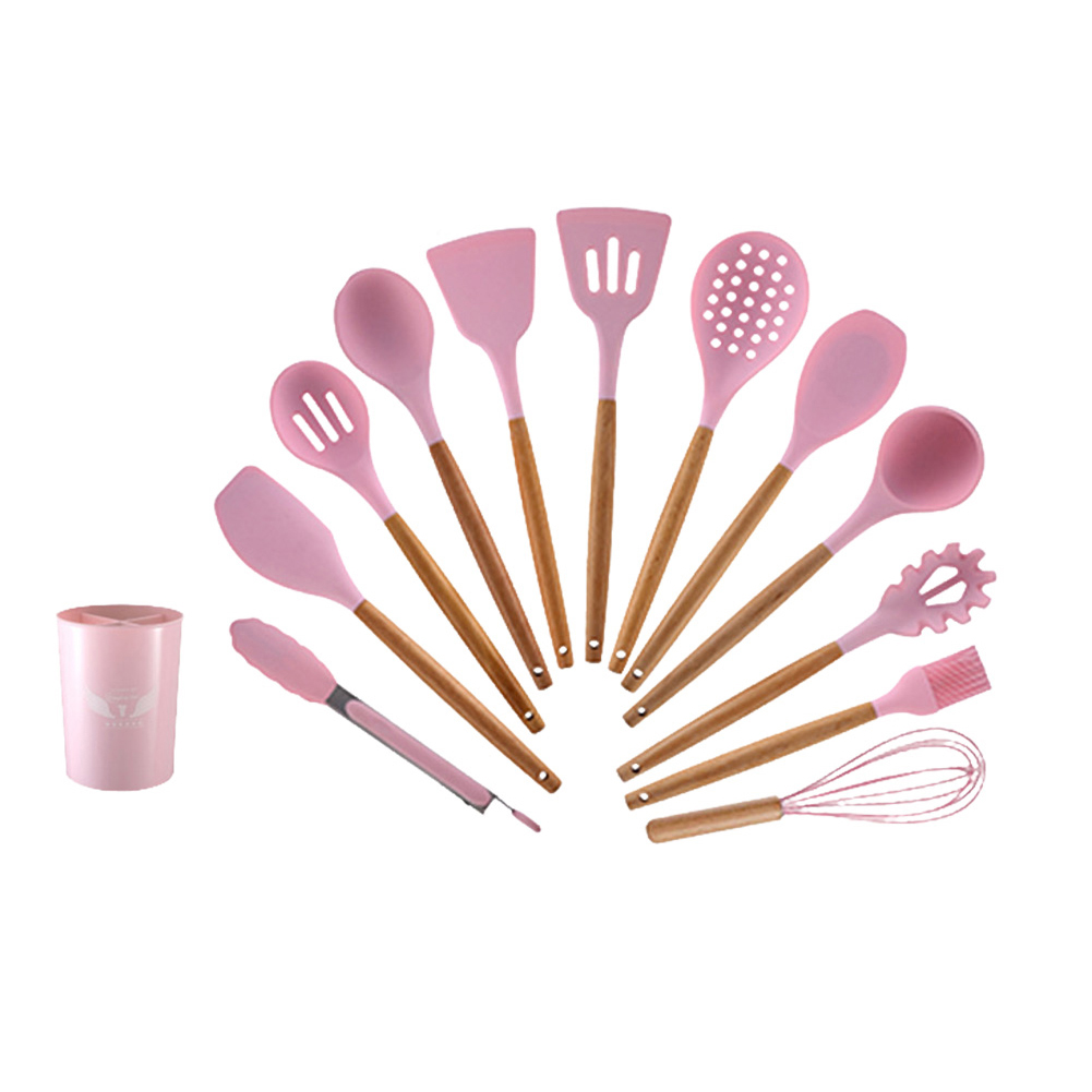 

12pcs Silicone Cookware Set Wood Handle Non Stick Spatula with Storage Box, 501 Original