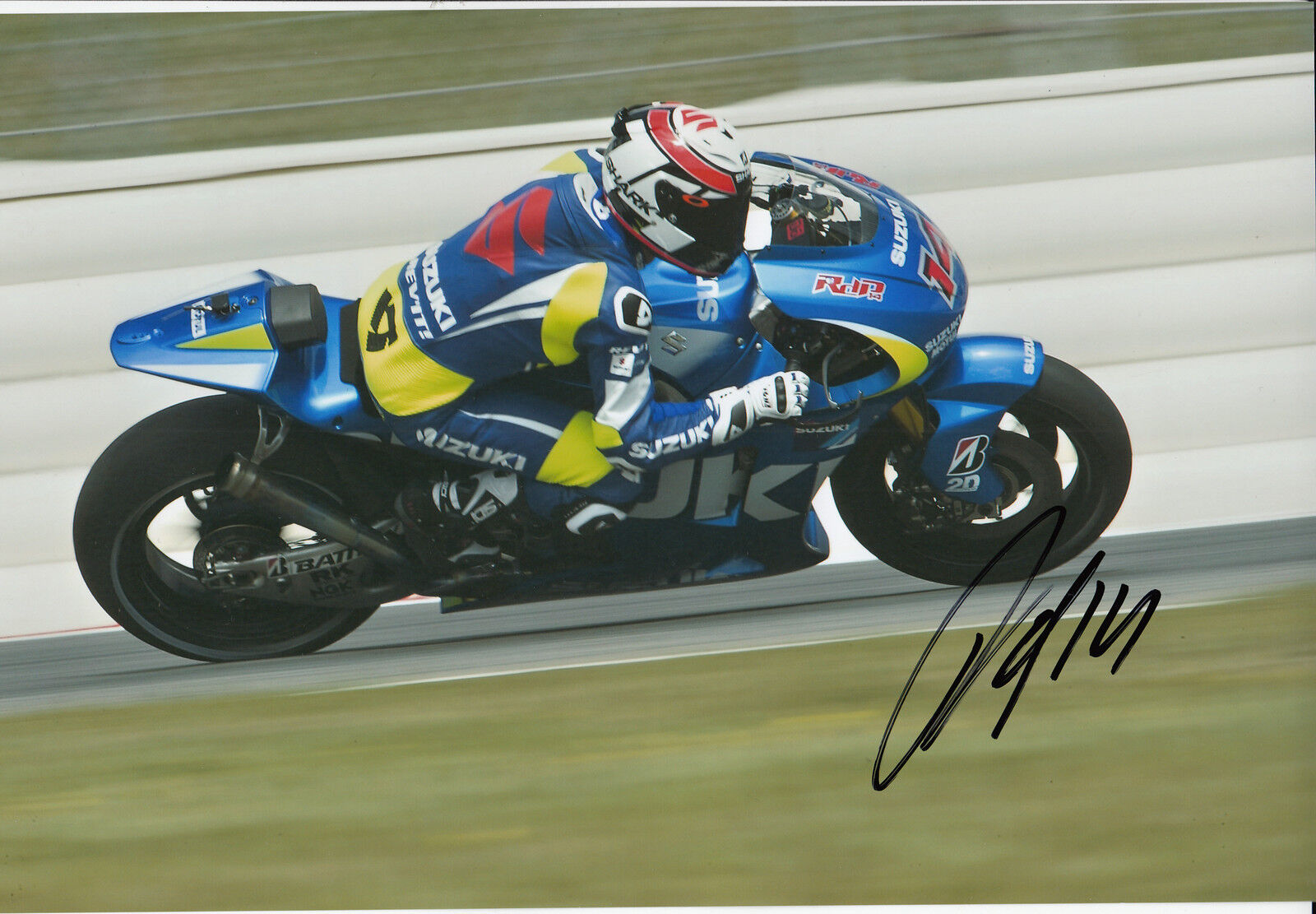 Randy de Puniet Hand Signed Suzuki MotoGP 2014 12x8 Photo Poster painting 1.