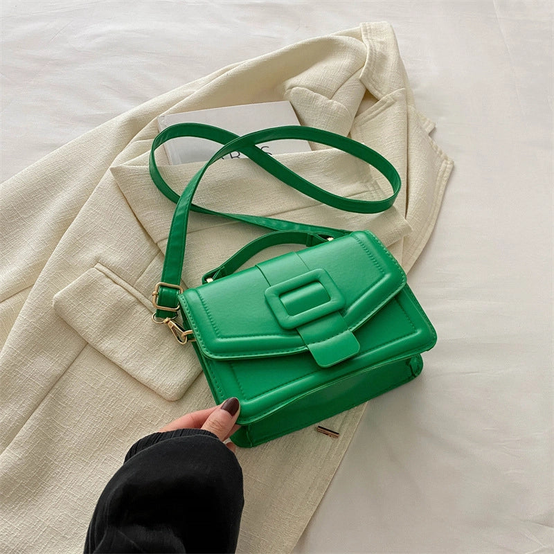 Women’s Medium Pu Leather Solid Color Streetwear Square Flip Cover Shoulder Bag Crossbody Bag