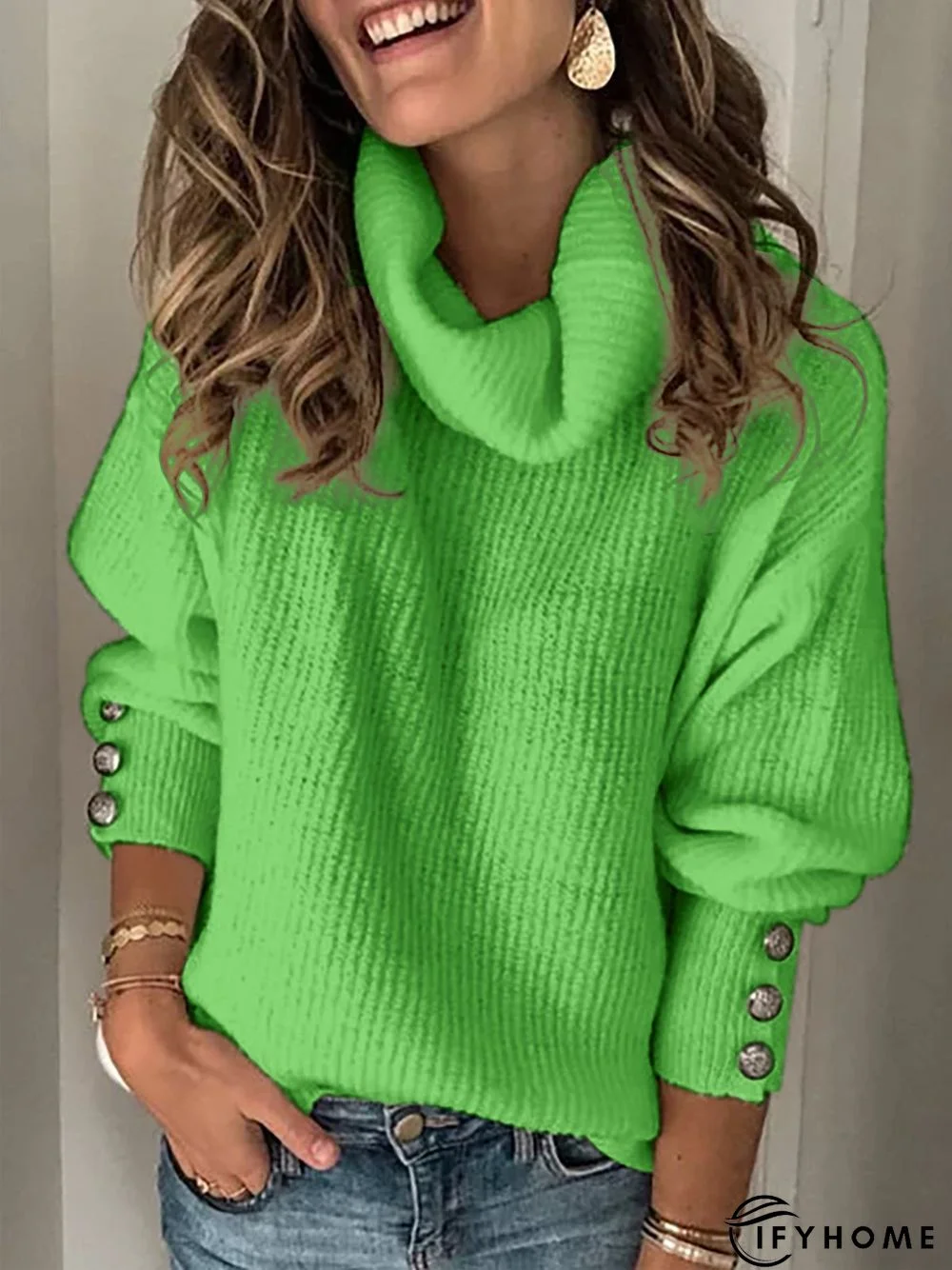Casual Cotton-Blend Vintage Turtleneck Long Sleeve Sweater | IFYHOME