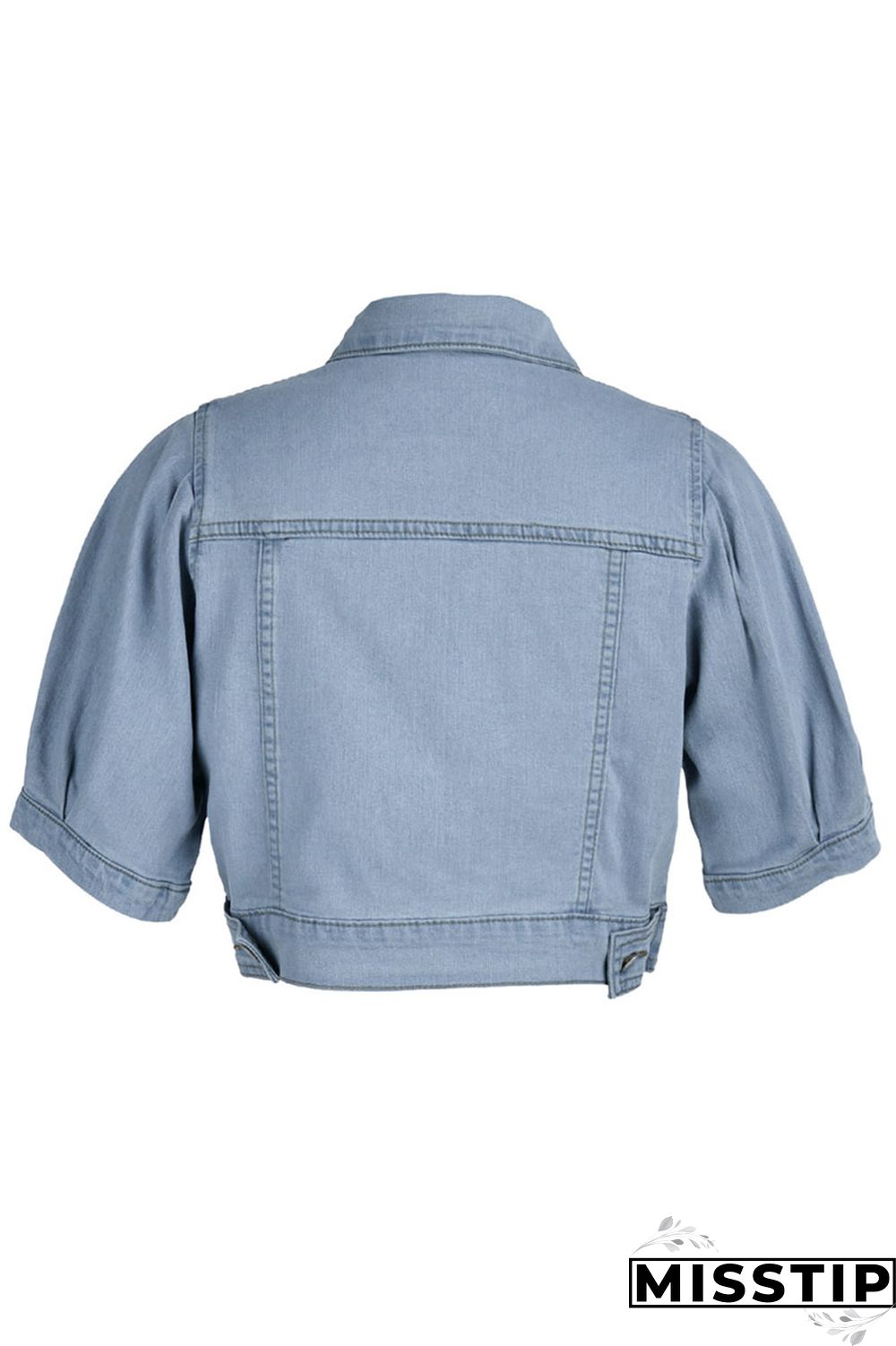 Blue Fashion Casual Letter Print Patchwork Beading Turndown Collar Half Sleeve Regular Denim Jacket