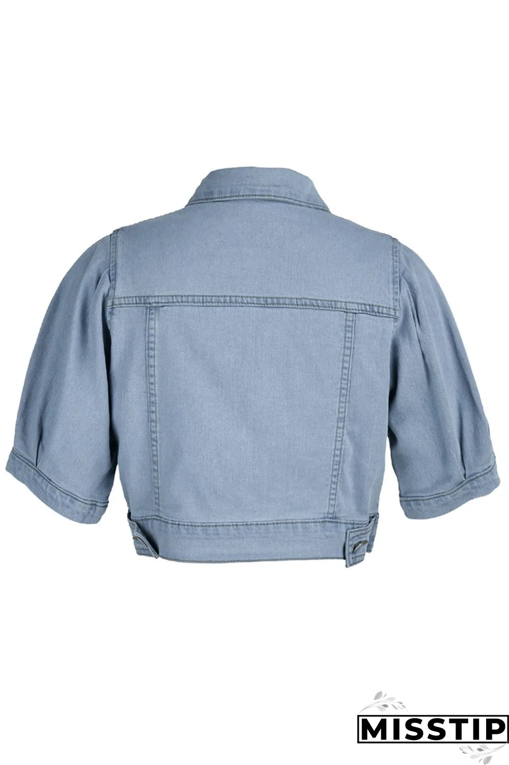 Blue Fashion Casual Letter Print Patchwork Beading Turndown Collar Half Sleeve Regular Denim Jacket