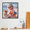 Diamond Painting-DIY Full Round Drill Beach Girl(40*40 CM)