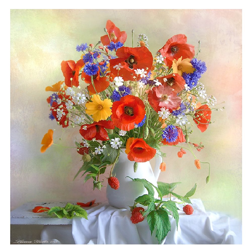 Flowers Vase - Full Round - Diamond Painting