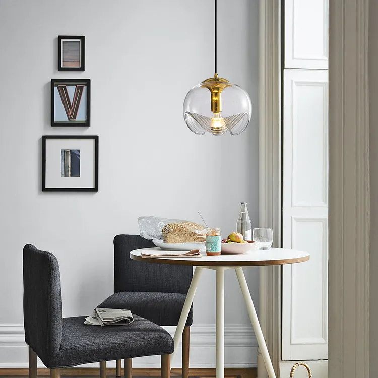 Large Clear Glass Wave Pendant Light