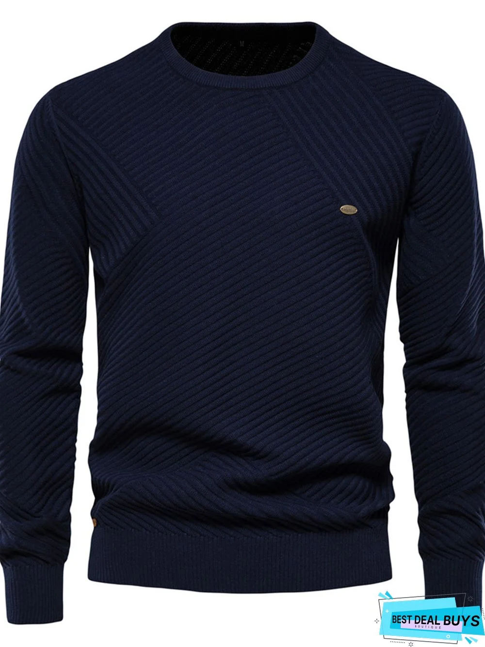 Men's Crewneck Solid Color Pullover Knit Sweater