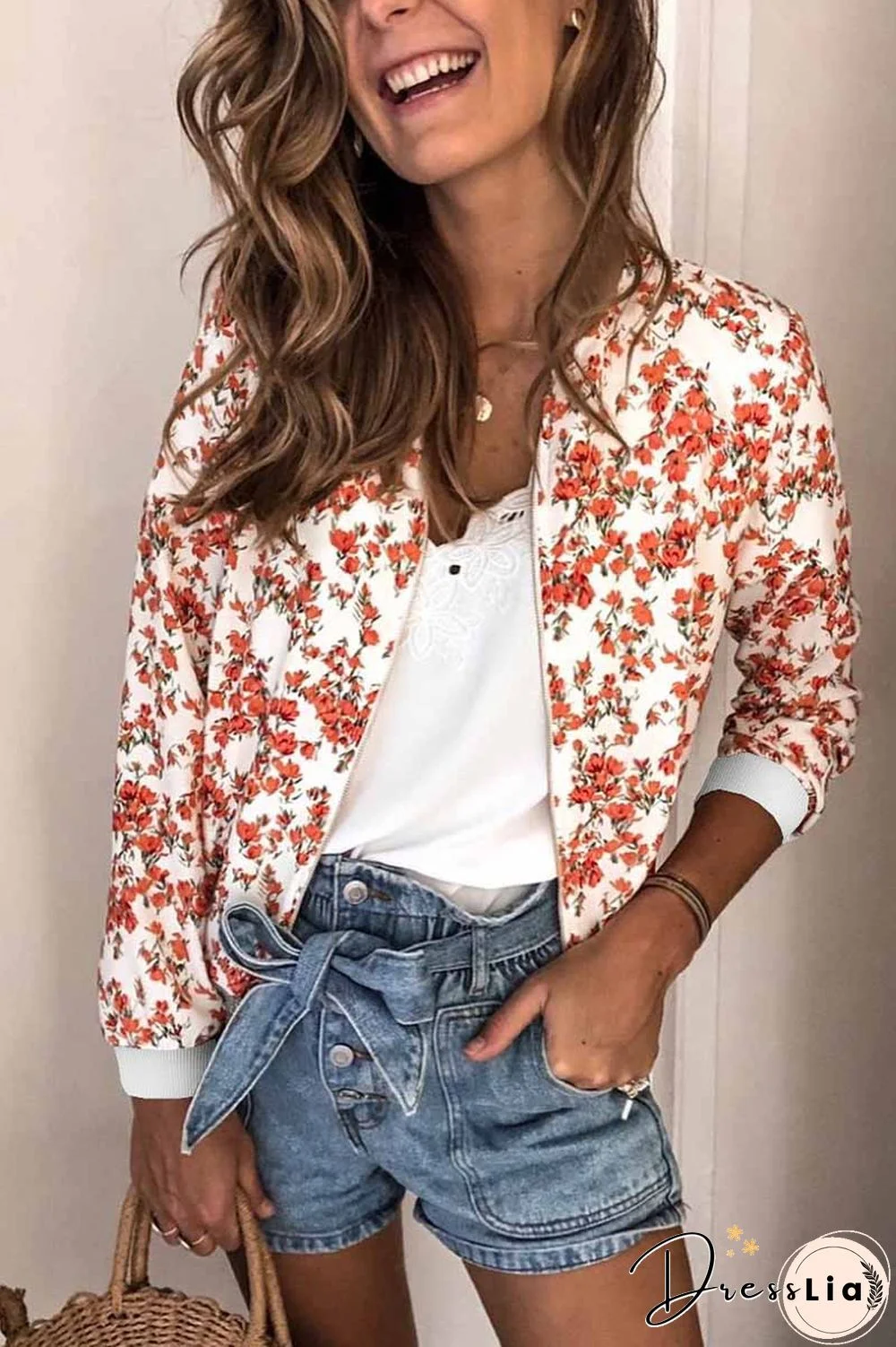 Casual Fashion Printed Round Neck Long Sleeve Jacket(3 Colors)