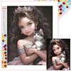 Diamond Painting -DIY Full Square Drill Girl with Pet(35x45cm)